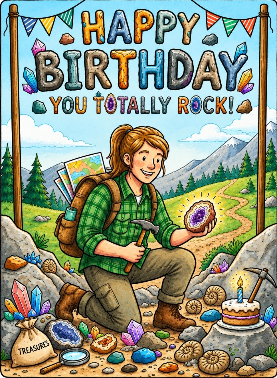 Rockhound Birthday Card w/Woman