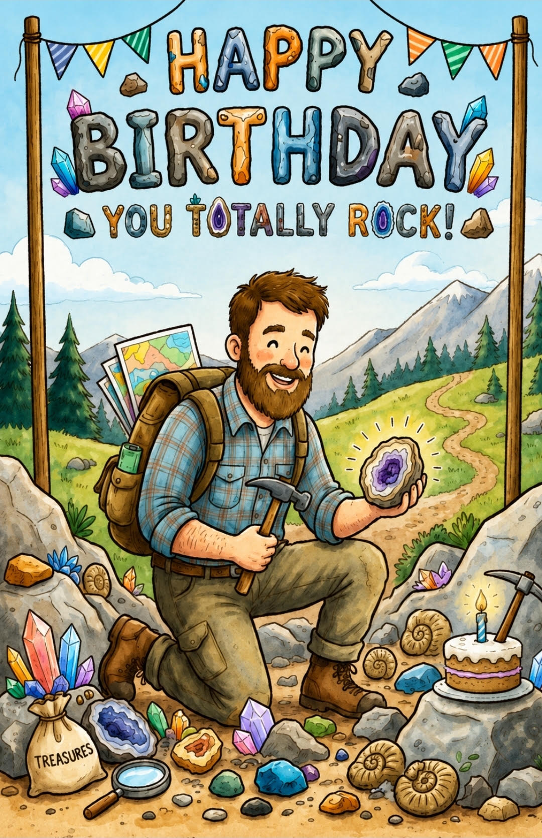 Rockhound Birthday Card w/man